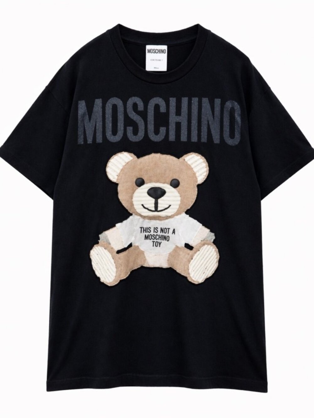 Moschino Teddy Bear Graphic Tee Black Oversized Short Sleeve Shirt (US 2)